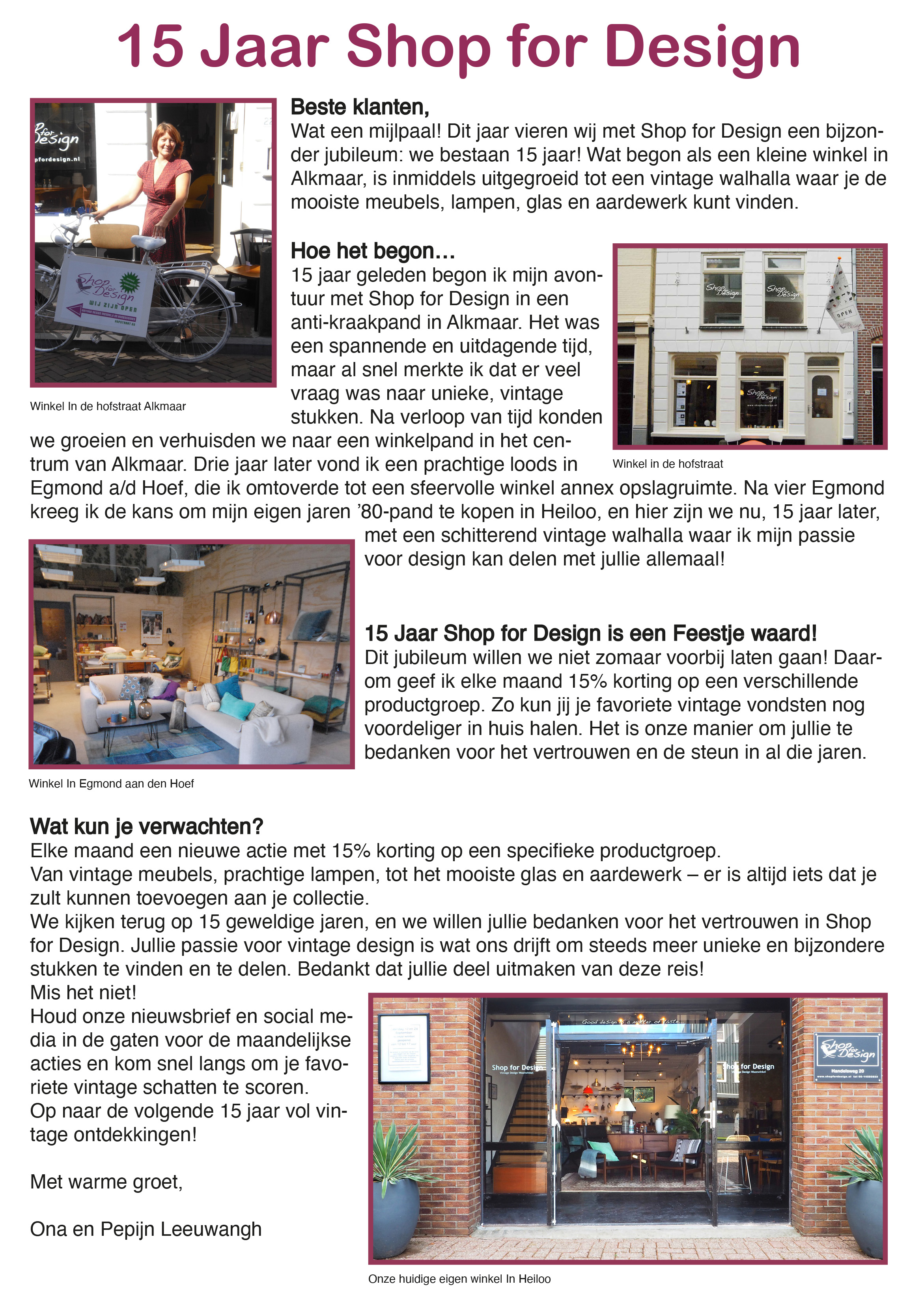 15 jaar Shop for Design