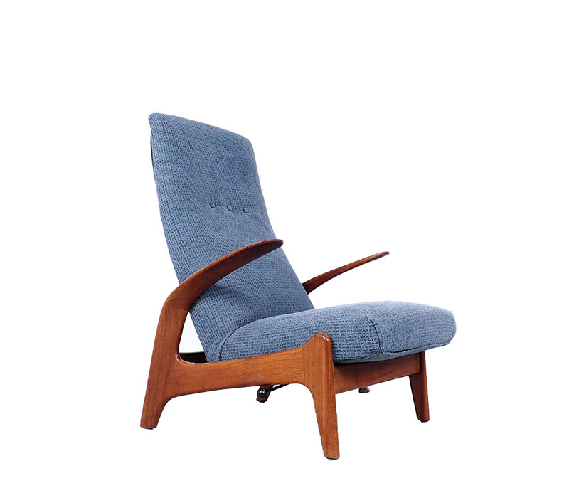 GimsonandSlater12 Gimson & Slater vintage Gimson & Slater fauteuil,  teak fauteuil,  houten fauteuil,  "Rock &#39;n Rest" fauteuil, de jaren 60, Noorwegen,  engeland, mid-century modern tijd.