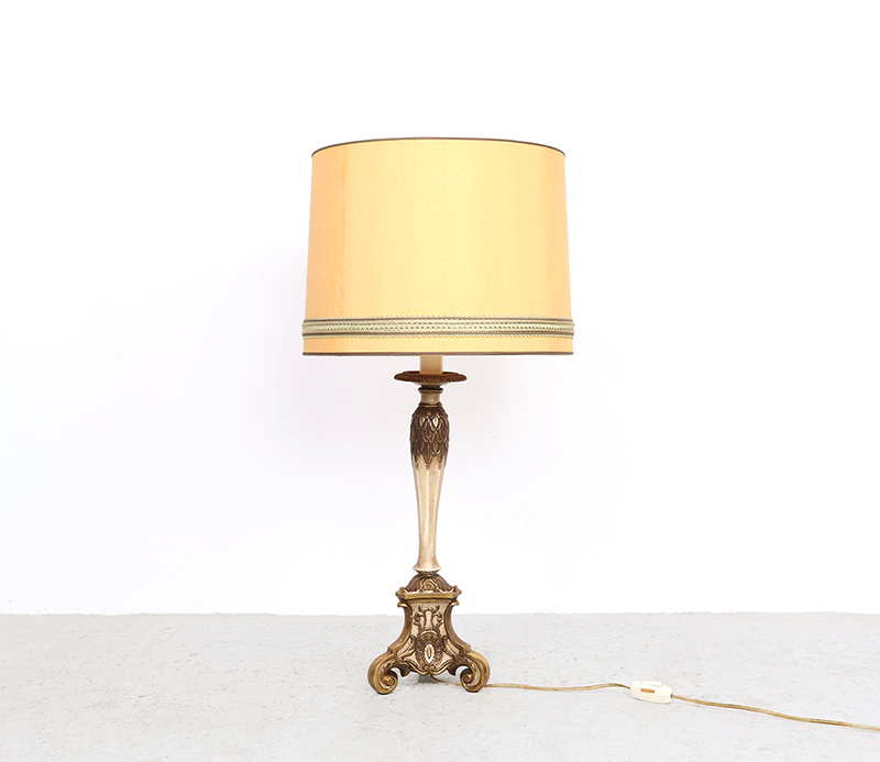 baroklamp1 Vintage klassieke Empire stijl tafellamp Vintage lamp, klassieke lamp, Empire stijl, empire lamp, goud lamp, brons lamp, metalen lamp, empire tafellamp, zijde kap, jaren 50.