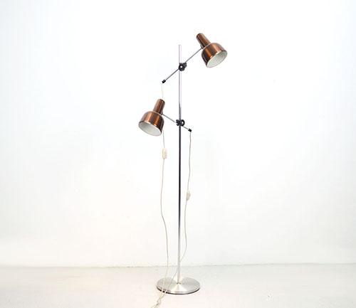 verslag doen van buitenspiegel arm Vintage Deens design 2 armige vloerlamp brons)